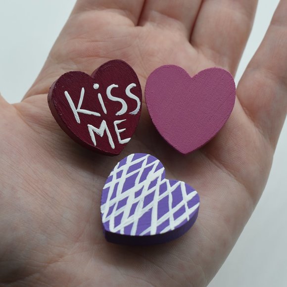 Hand Crafted Other - Hand crafted Conversation heart valentines day magnets set of Three